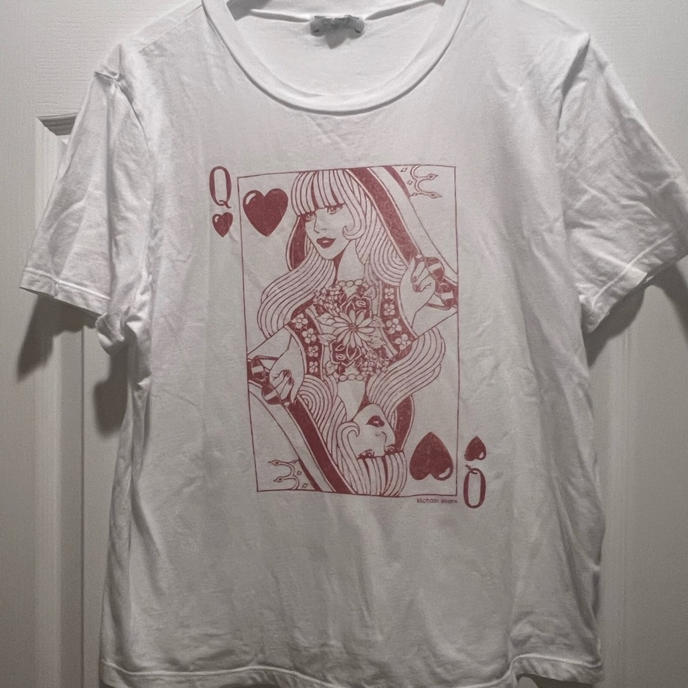 Michael Stars White Tee with Red Queen Graphic
